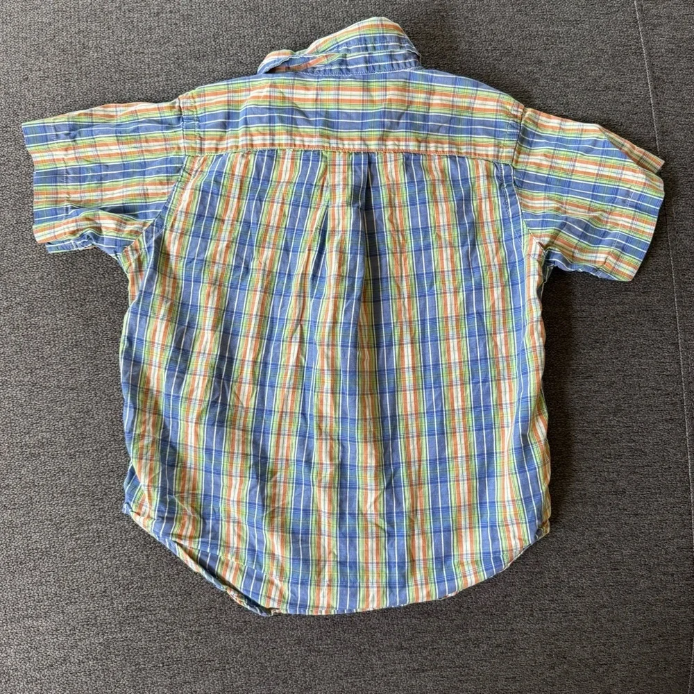 Ralph Lauren Blue Green Plaid Shirt Short Sleeve Classic Preppy Button Up 3T